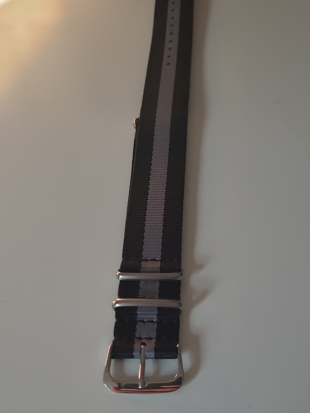 Men's Black and Gray Stripe 22mm  Nylon Nato Watch Strap